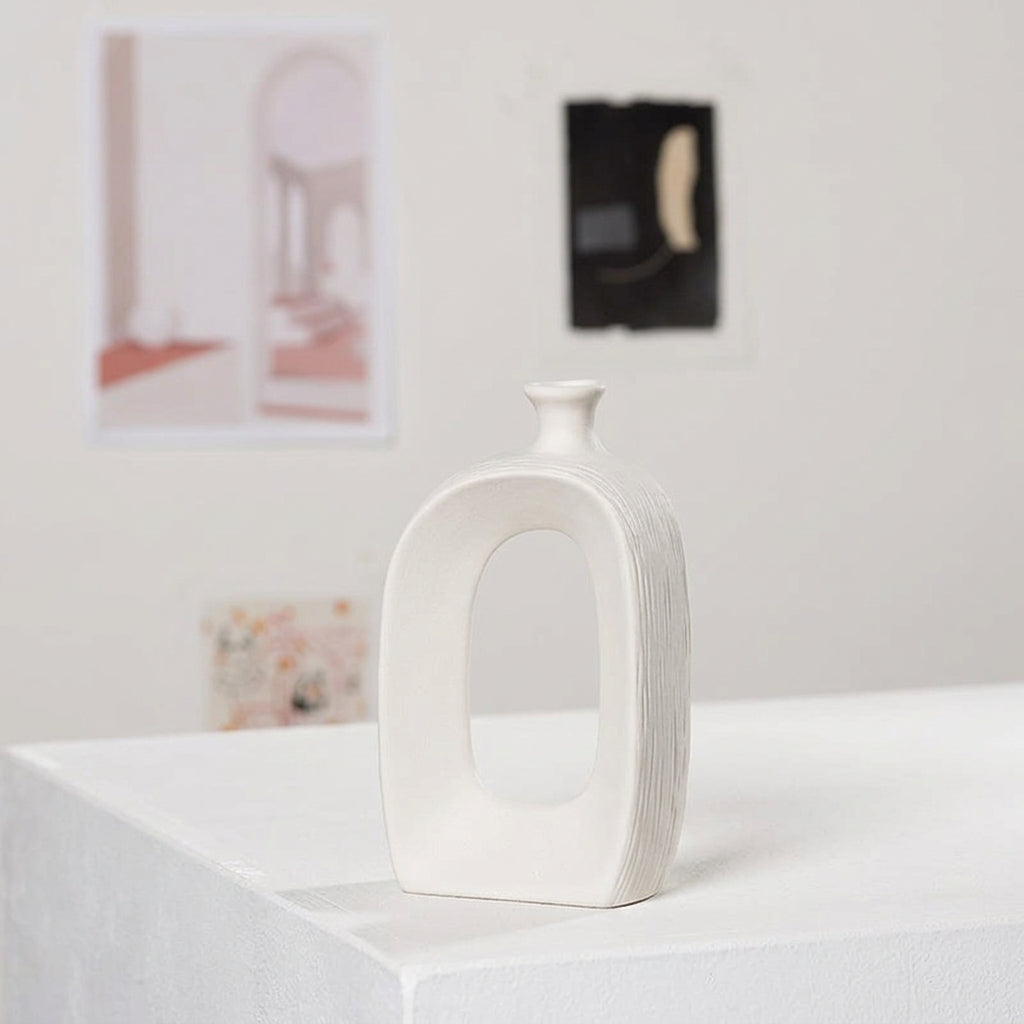 Modern White Textured Ceramic Vase